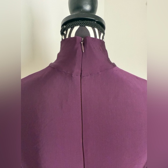 Vintage 90s Betsey Johnson Eggplant Purple Mock Neck Emo Witchy Skater Dress - Picture 3 of 10